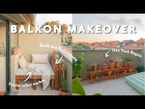DIY Balkon Makeover | Balkon-Bank aus Holz selber bauen & Outdoor Ikea Hack