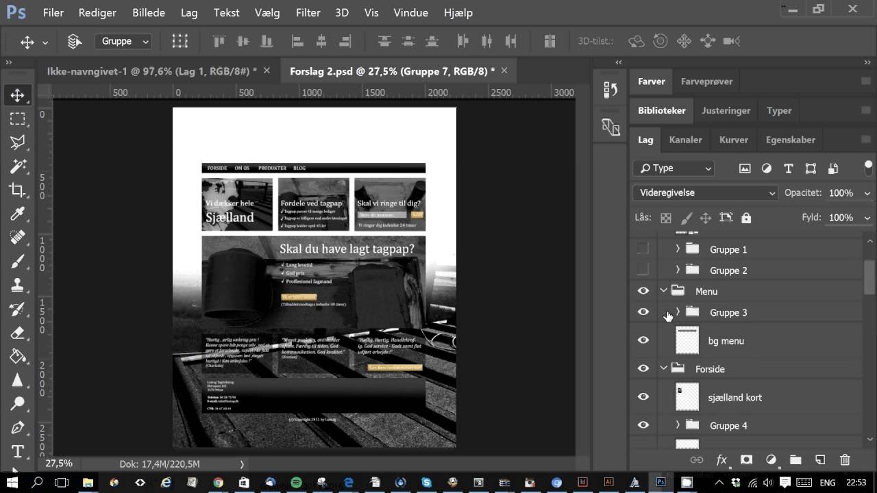 Hjemmeside udvikling i Photoshop