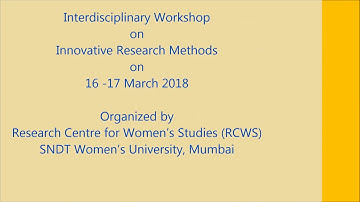 Interdisciplinary Workshop on Innovative Research Methods   16 17 3 2018