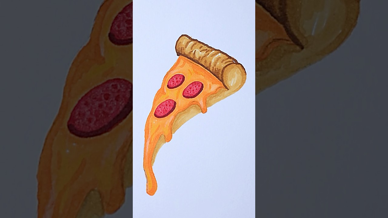 رسم وتلوين قطعة بيتزا _ drawing and coloring pizza