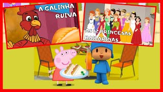 🐷PEPPA E POCOYO🧢 Apresentam 2 Historinhas Infantis- 🐓A GALINHA RUIVA + AS 12 PRINCESAS BAILARINAS👡