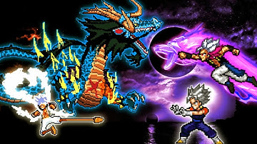 Hybrid Kaido Form V2 OP(New) & TC Luffy OP Buff VS Vegito OP & Gogeta UEI OP in Jump Force Mugen