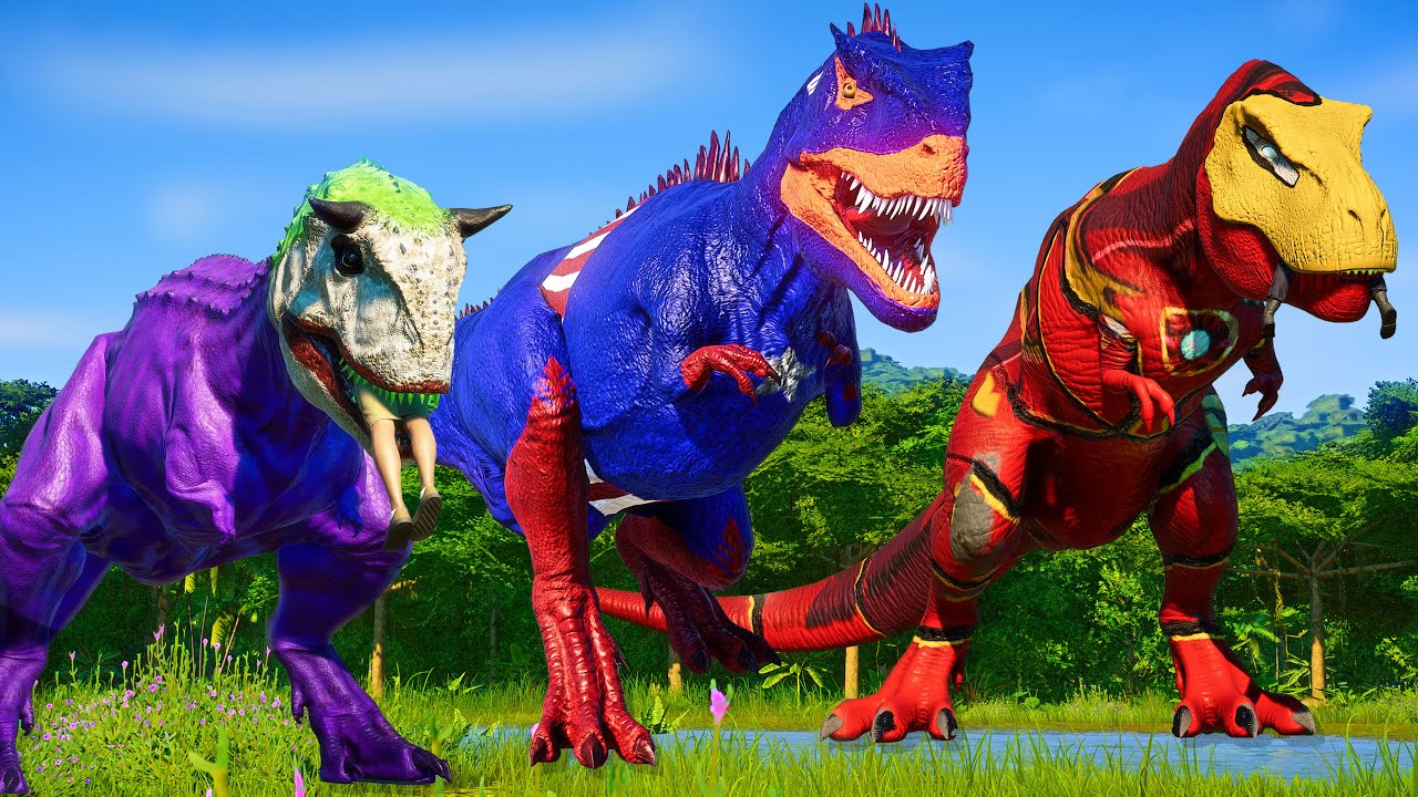 Captain America vs. Ironman & Batman vs Joker | Superheroes Dinosaurs Fight