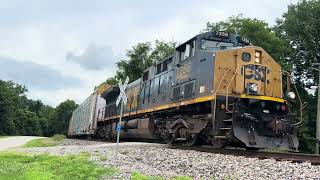 CSX M204 (reroute) about to get into Hawesville  with horn salutes and end DPU!!