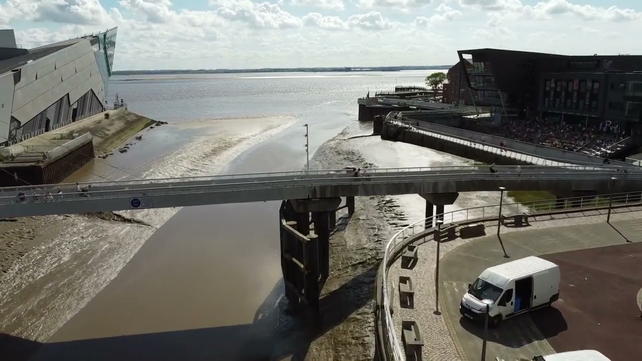 Kingston Upon Hull Marina and River Hull Tidal Barrier Drone Footage 2022