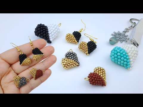 İki Renkli Peyote Kalp Yapımı. Türkçe Anlatımlı! two color peyote heart making. #beading #tutorial