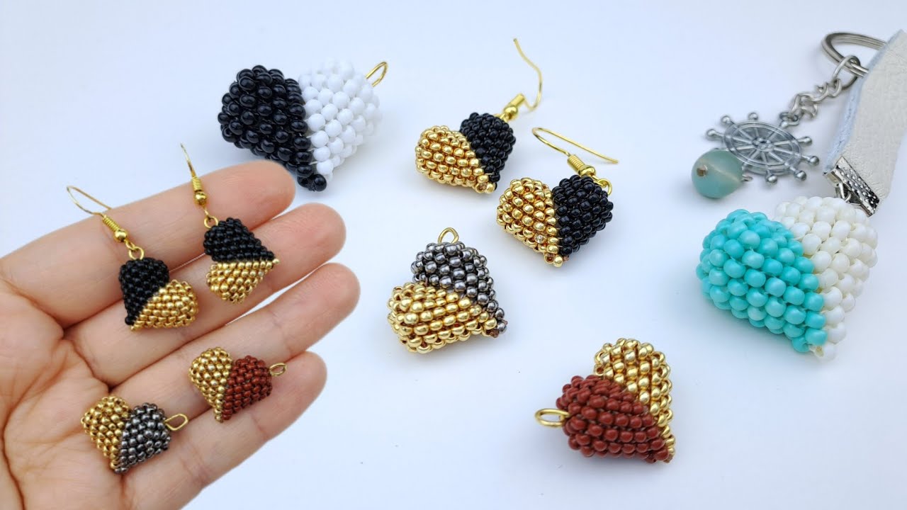 İki Renkli Peyote Kalp Yapımı. Türkçe Anlatımlı! two color peyote heart making. #beading #tutorial