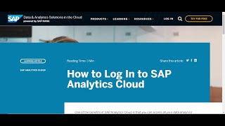 SAP Analytics Cloud Sign-up/Login | Access SAC