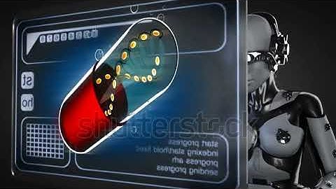 loop robot woman manipulatihg hologram display