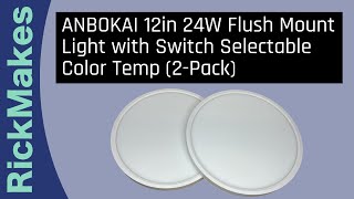 ANBOKAI 12in 24W Flush Mount Light with Switch Selectable Color Temp (2-Pack)