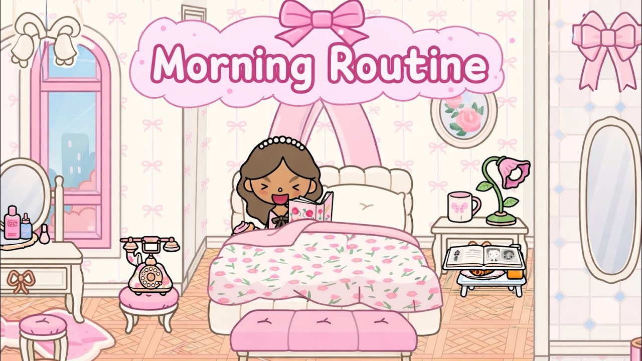 Cute little morning routine for girls on toca boca 🤓🌸😶‍🌫️🪷🥹☺️