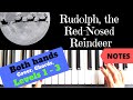 Christmas Song - Rudolph the Red Nosed Reindeer | Both hands Piano Tutorial | Level 1 - 3 | +Slow
