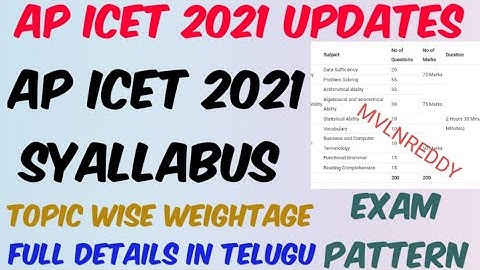 AP ICET 2021 Syallabus//Topic wise Weightage//Imp Topics//ICET 2021 Exam Pattern//Mvlnreddy