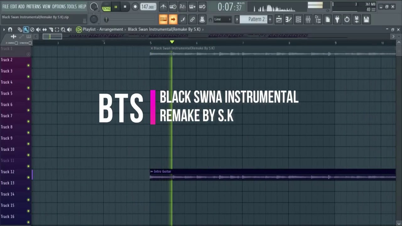 BTS (방탄소년단) Black Swan Instrumental(Remake By S.K)Fl Studio FLP