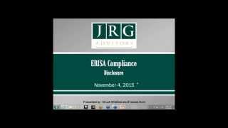 JRG Webinar Replay - Compliance Series: ERISA Compliance - 11-04-15