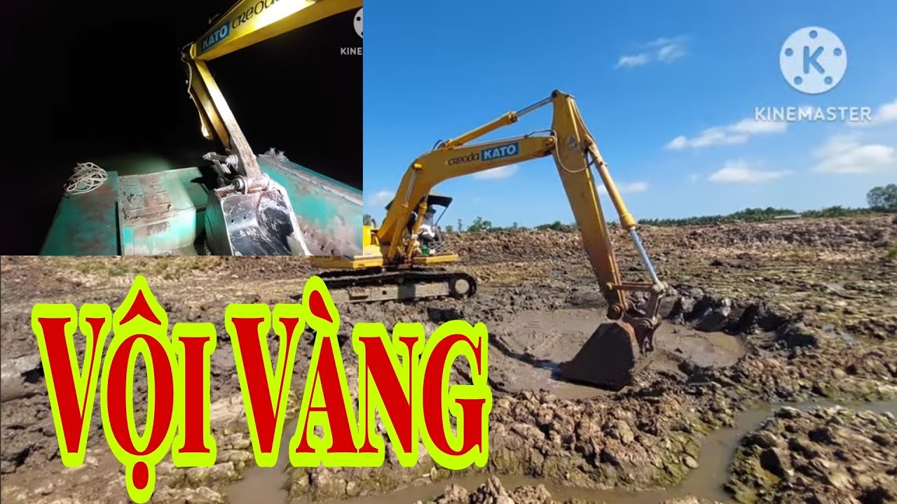 Xe cuốc miền tây_máy đào kato vội vàng chuyền phà sớm kịp vô đất mới  