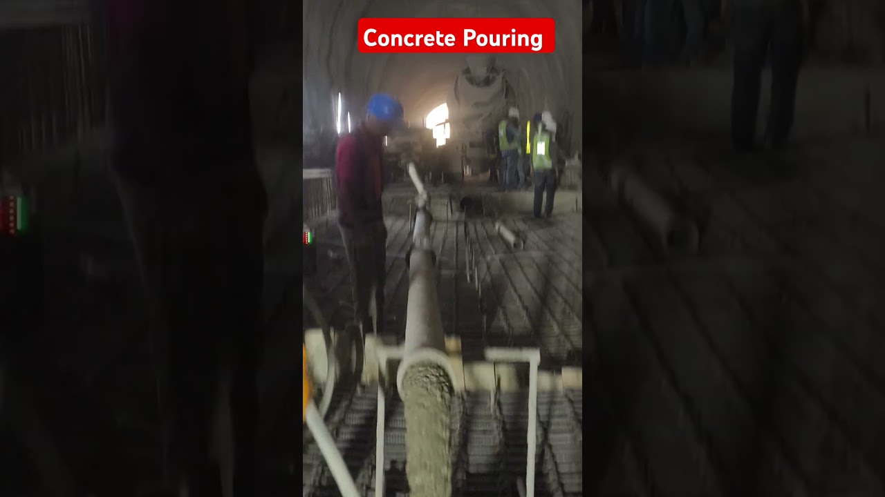 Concrete Pouring at tunnel invert by schwing stetter sp350 concrete pump. 