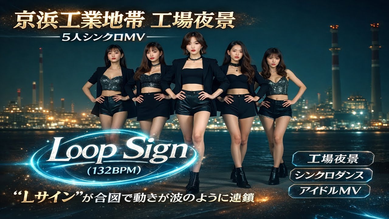 京浜工業地帯 工場夜景｜5人シンクロMV「Loop Sign」(132BPM)