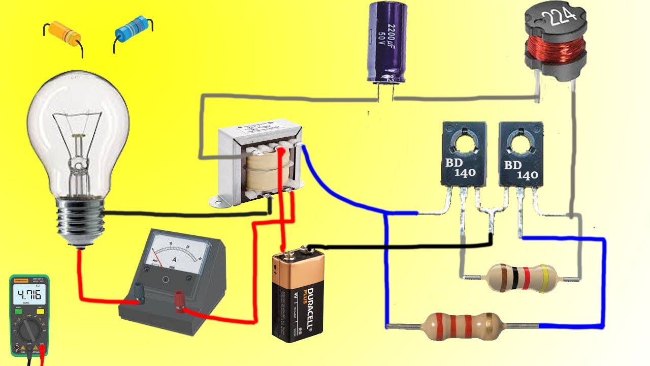 DIY 12V INVERTER CIRCUIT|INVERTER USING BD 140 TRANSISTOR|MINI INVERTER ...