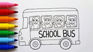 School Bus Drawing Coloring And Painting For Kids How To Draw School Bus