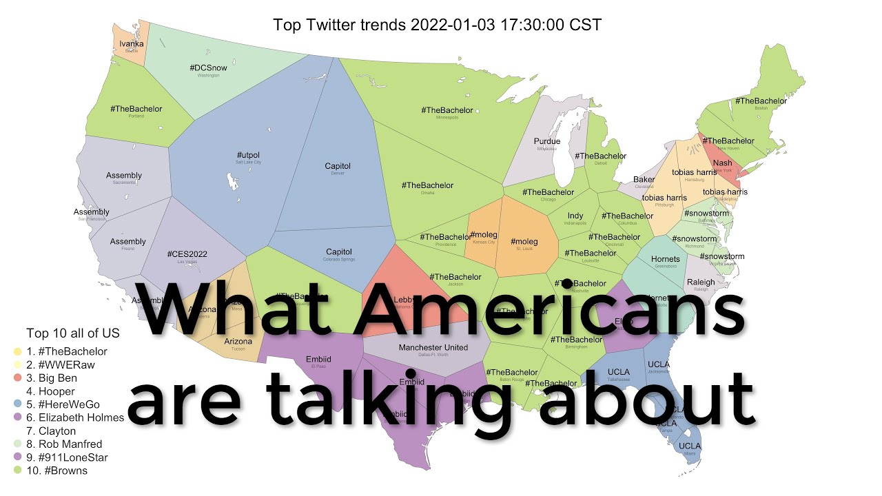 Top trending topics on Twitter in the United States, every 30 minutes ...