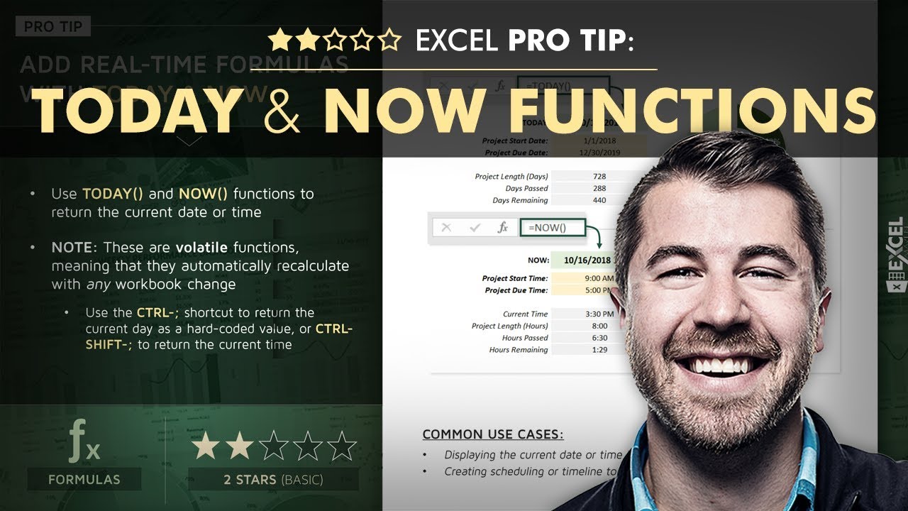 EXCEL PRO TIP RealTime Tools with TODAY & NOW YouTube