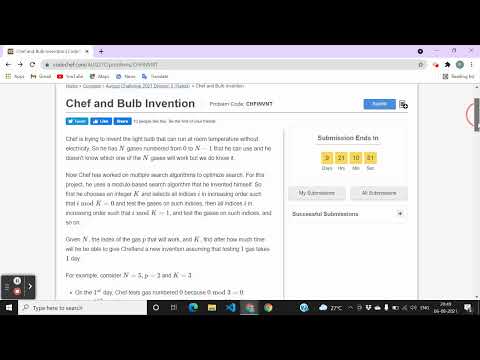 Chef and Bulb Invention solution | August Long Challenge CodeChef 2021