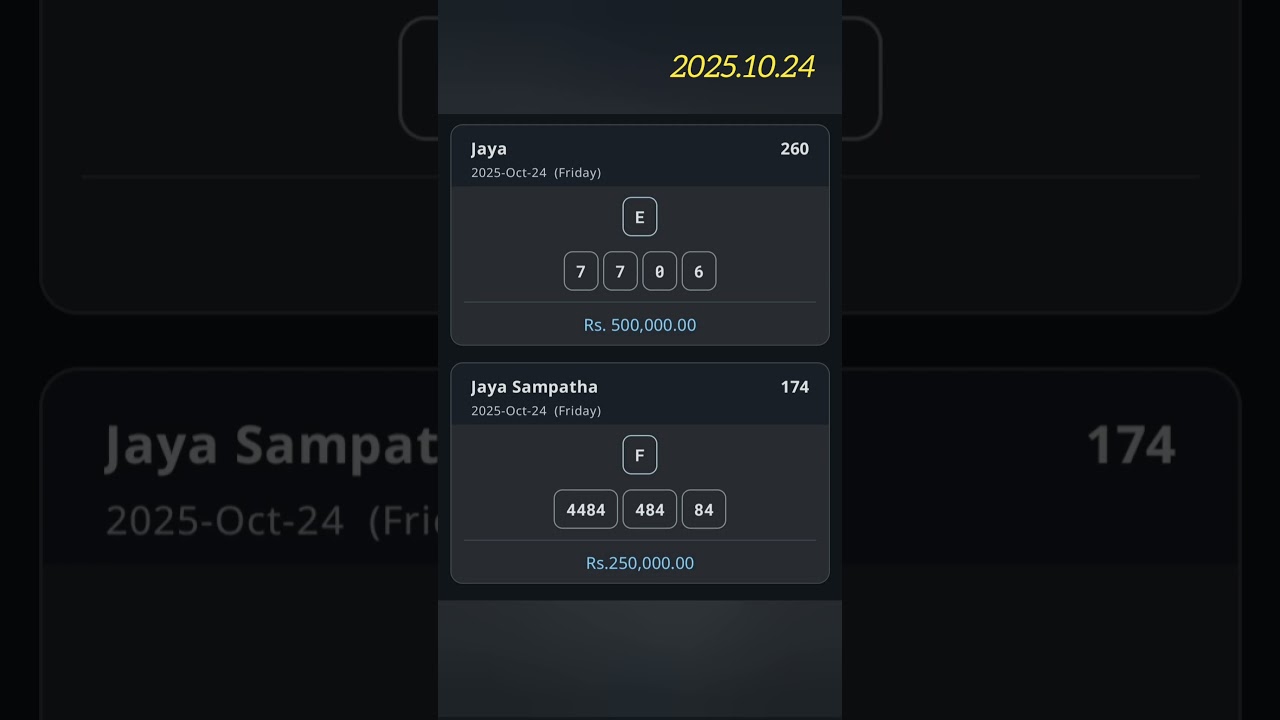 NLB & DLB Lottery Results 2025.10.24 