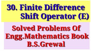 30.Finite Difference || Shift Operator || Solved Problems