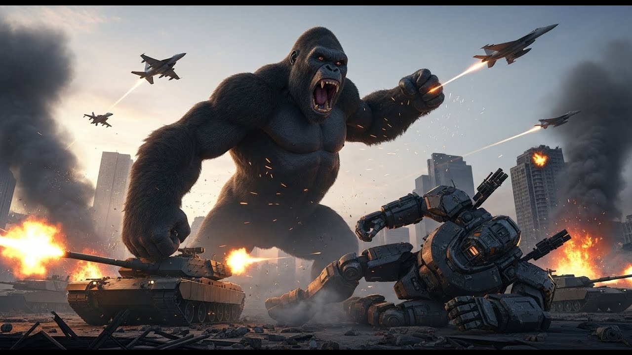 KONG vs. THE ENTIRE ARMY (TANKS + FIGHTER PLANES + MECH) - Monster Mayhem!
