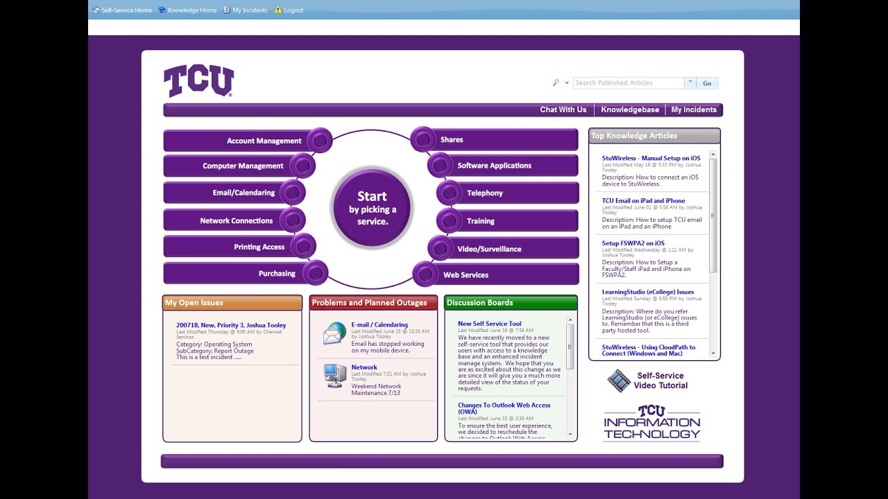 Tcu It Self Service Tcu Information Technology