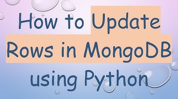 How to Update Rows in MongoDB using Python