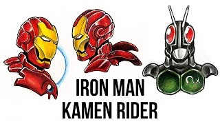 HOMEM DE FERRO e KAMEN RIDER BLACK RX - Speed Drawing #62