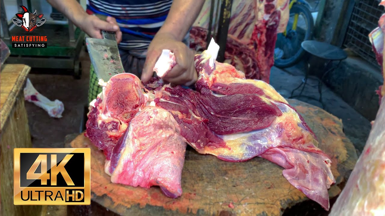 How To Cut Meat Like An Expert Butcher {4K} {60fps} || Meat Cutting Satisfying Video ASMR