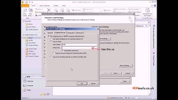 How to change the SMTP server settings in MS Outlook 2010 to use MXTools