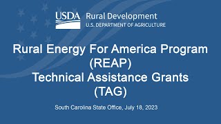 South Carolina  Rural Energy For America Program (REAP) Technical Assistance Grants (TAG) 2023