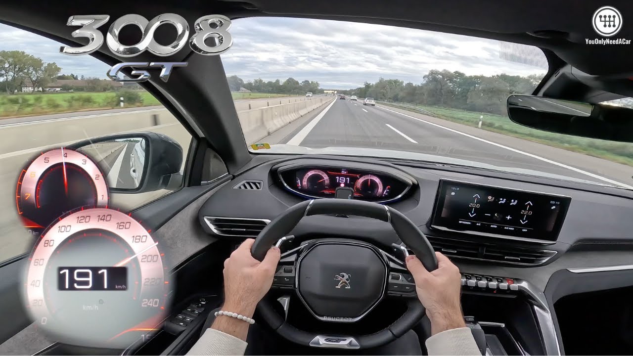 Peugeot 3008 GT LINE (131Hp) TOP SPEED DRIVE on Autobahn - YouTube