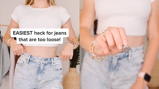 If your jeans are loose, try this EASY hack to fix them!💪🏽👖  #jeansfashion #shortsvideo #fashion 