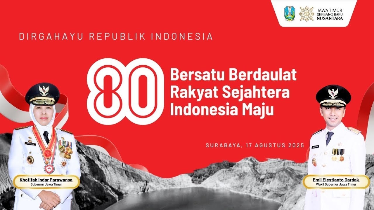 UPACARA PENURUNAN BENDERA NEGARA SANG MERAH PUTIH - HUT KE - 80 RI TAHUN  2025 DI JAWA TIMUR