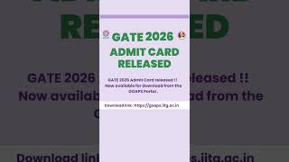 GATE 2026 Admit Card Released | Download from GOAPS Portal | #goclasses #gate2026 #gateadmitcard