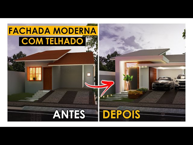 Planta com telhado inclinado - Projetos de Casas, Modelos de Casas