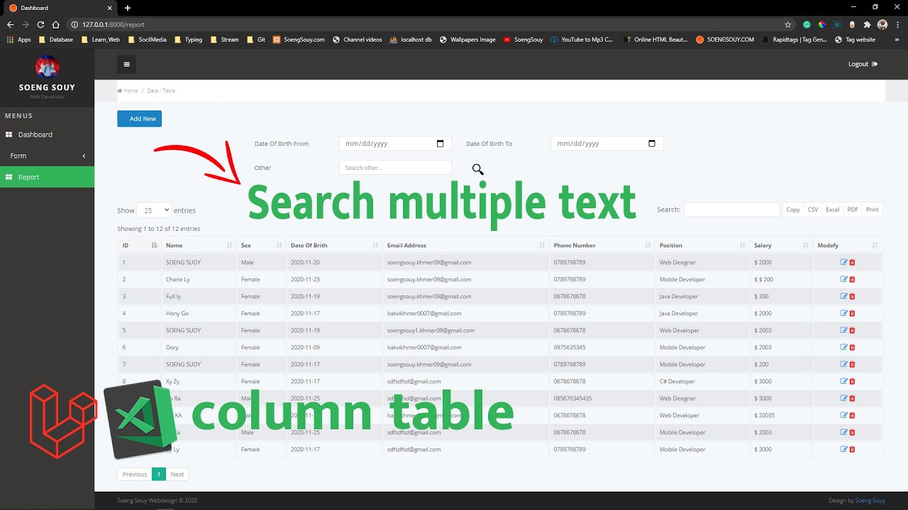 Search From Date To Date And Other Name In Laravel MySQL YouTube Search From Date To Date And Other Name In Laravel MySQL YouTube