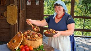 Cooking a Massive Rustic Pie from Scratch in a Wood-Fired Oven