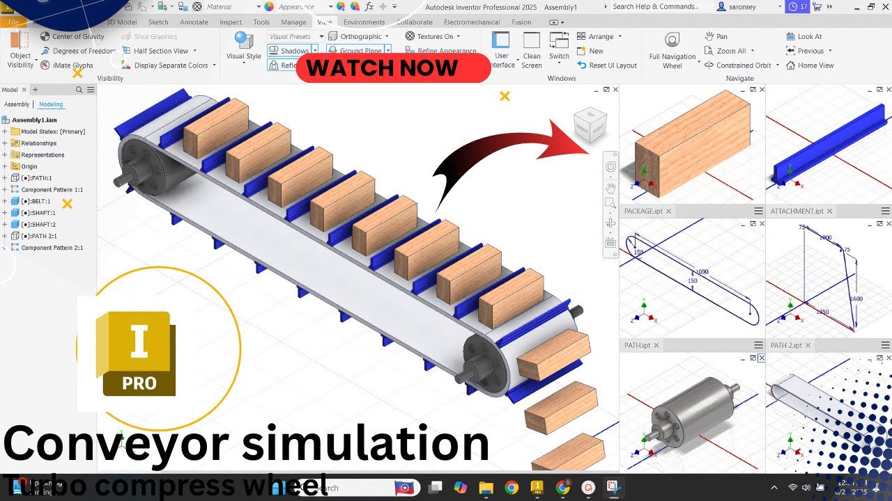 How to Model & Animate a Cleated Belt Conveyor in Autodesk Inventor 2025 | Full Assembly Tutorial