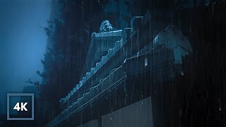HEAVY RAIN on Japanese Temple. Sleep Instantly to Rain on Japanese Roof for 12 Hours