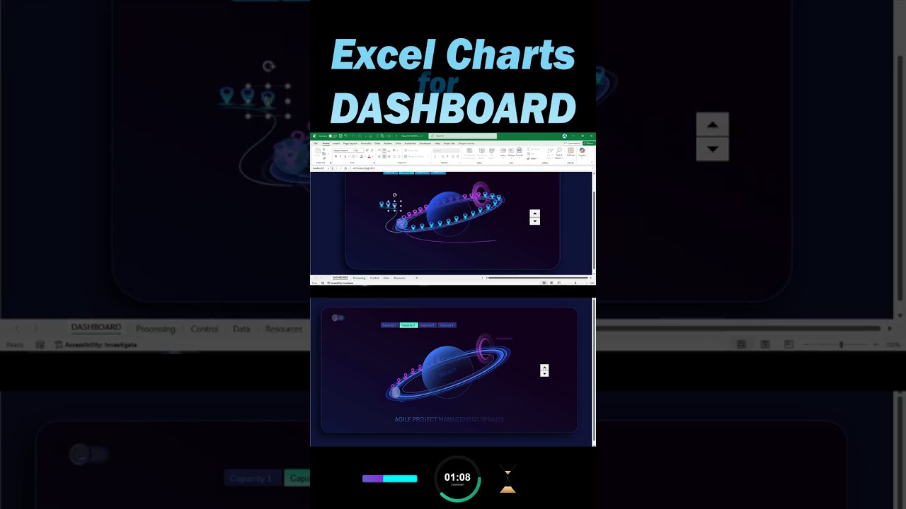 Excel Sprint Cycle Chart in Planet Form for Agile Project Management Dashboard 