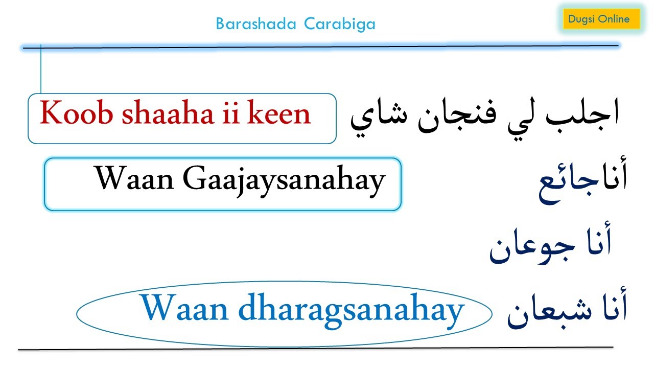 Barashada Luuqada Carabiga: ماذا تحب أن تشرب؟  Maxaa jeceshahay Inaad cabto #subscribe  Dugsi Online