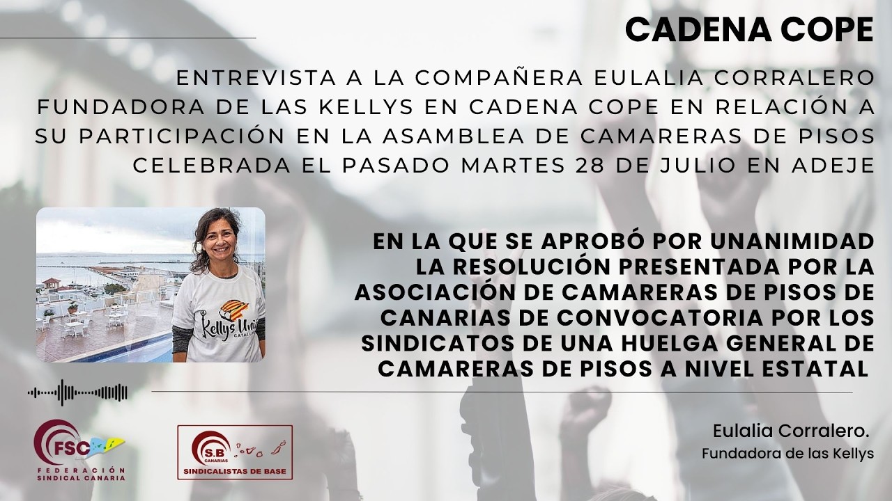 Eulalia Corralero en Cadena COPE | Las camareras de pisos piden una huelga general estatal
