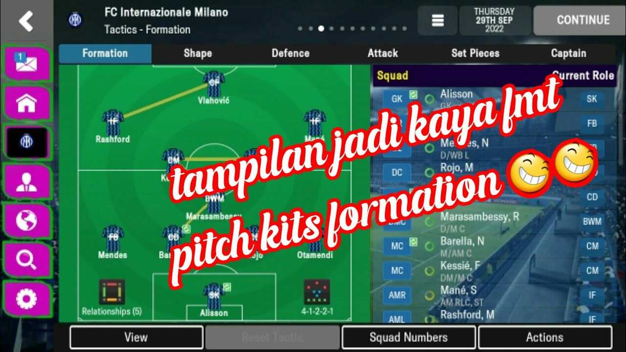 Change kits to pitch formation FMM22