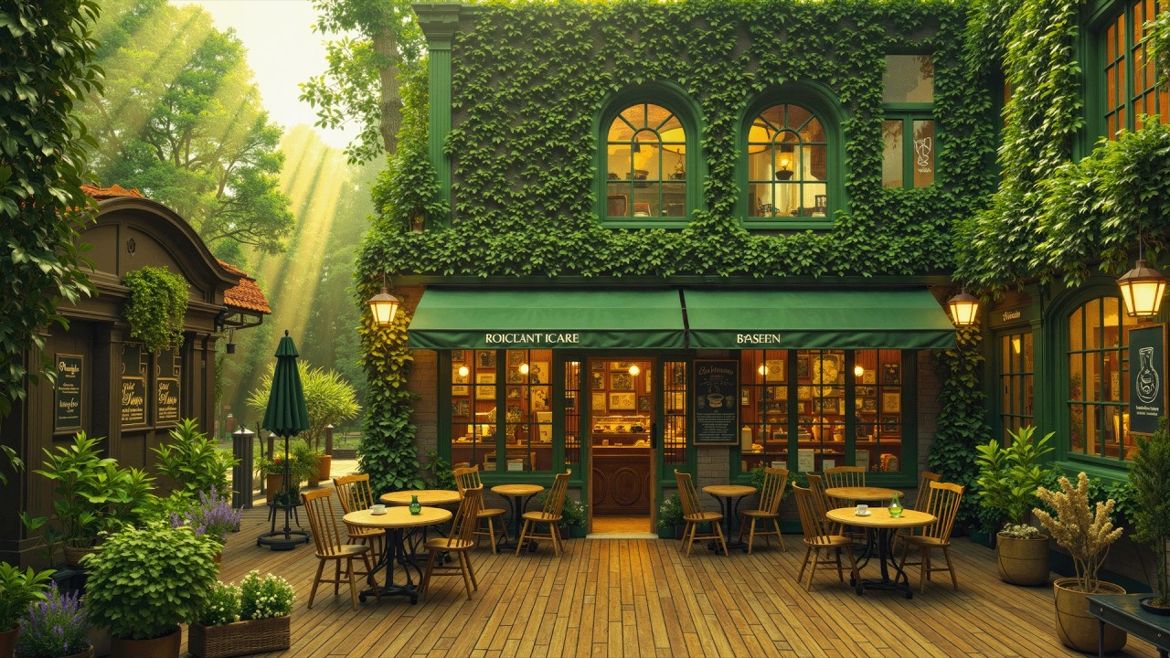 Gentle Morning Cafe Jazz ☕ Calm Outdoor Ambience in Warm Light to Refresh, Relax and Focus